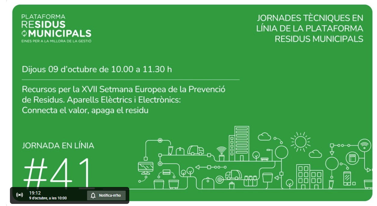 Una Jornada per compartir recursos per la XVII Setmana Europea de la Prevenció de Residus